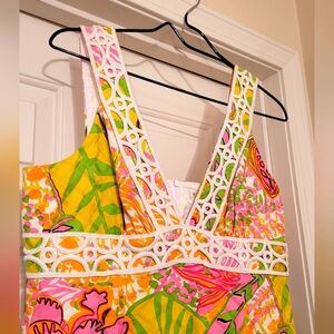 🧡 Trina Turk Neon Empire Macrame Dress